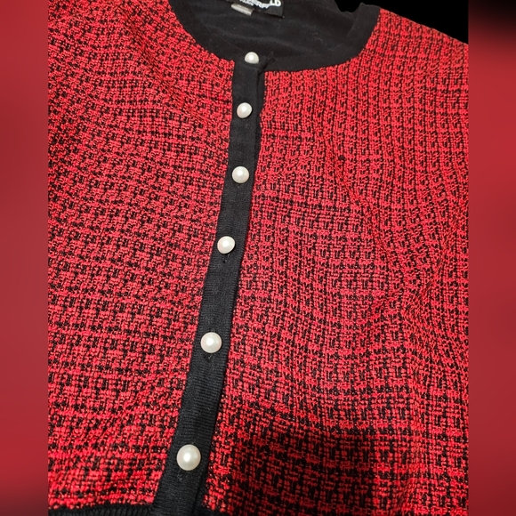 Karl Lagerfeld cardigan sweater cropped black pearl buttons special occasion XL - Picture 3 of 8